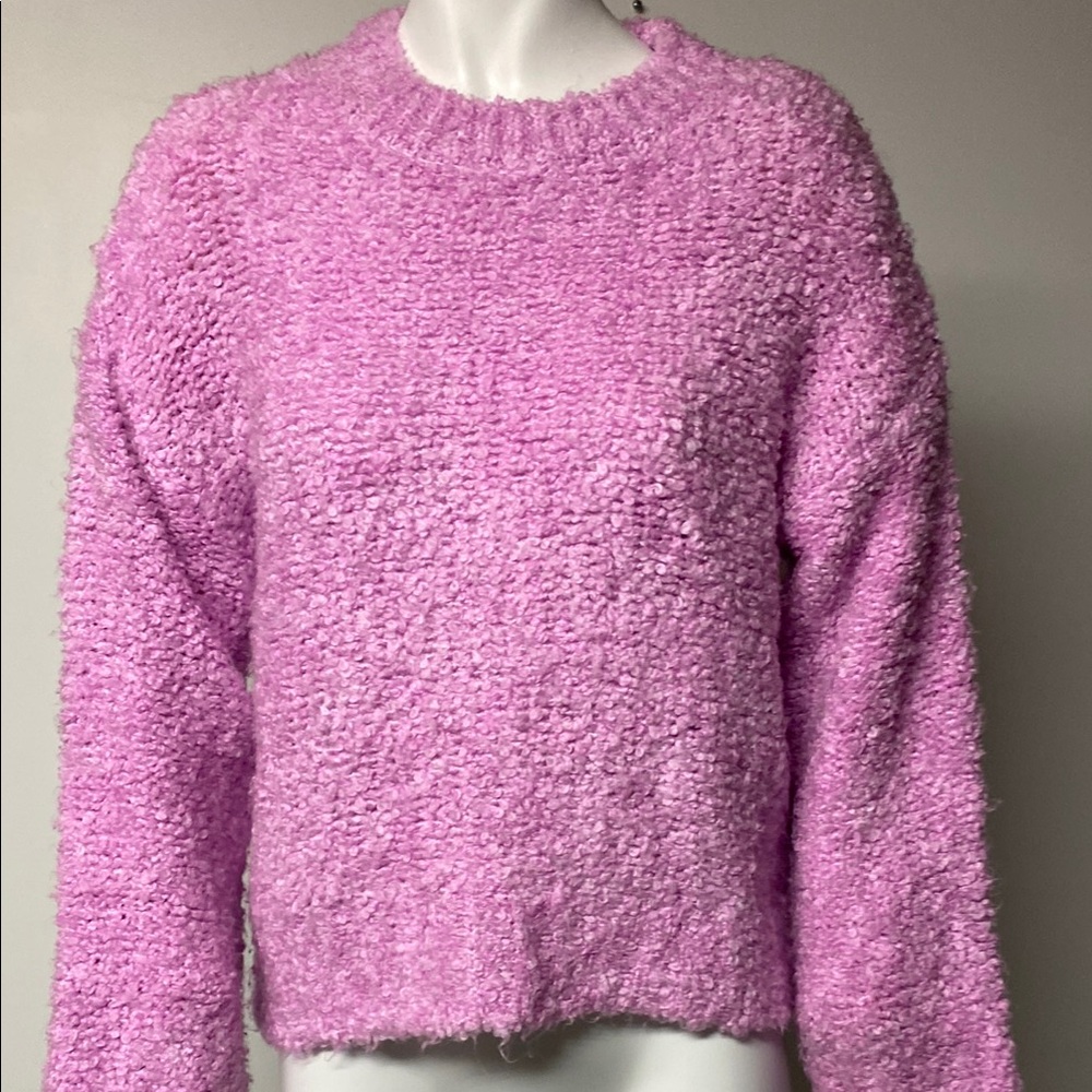 MNG Mango Pink Crew Neck Sweater with Plush Knit